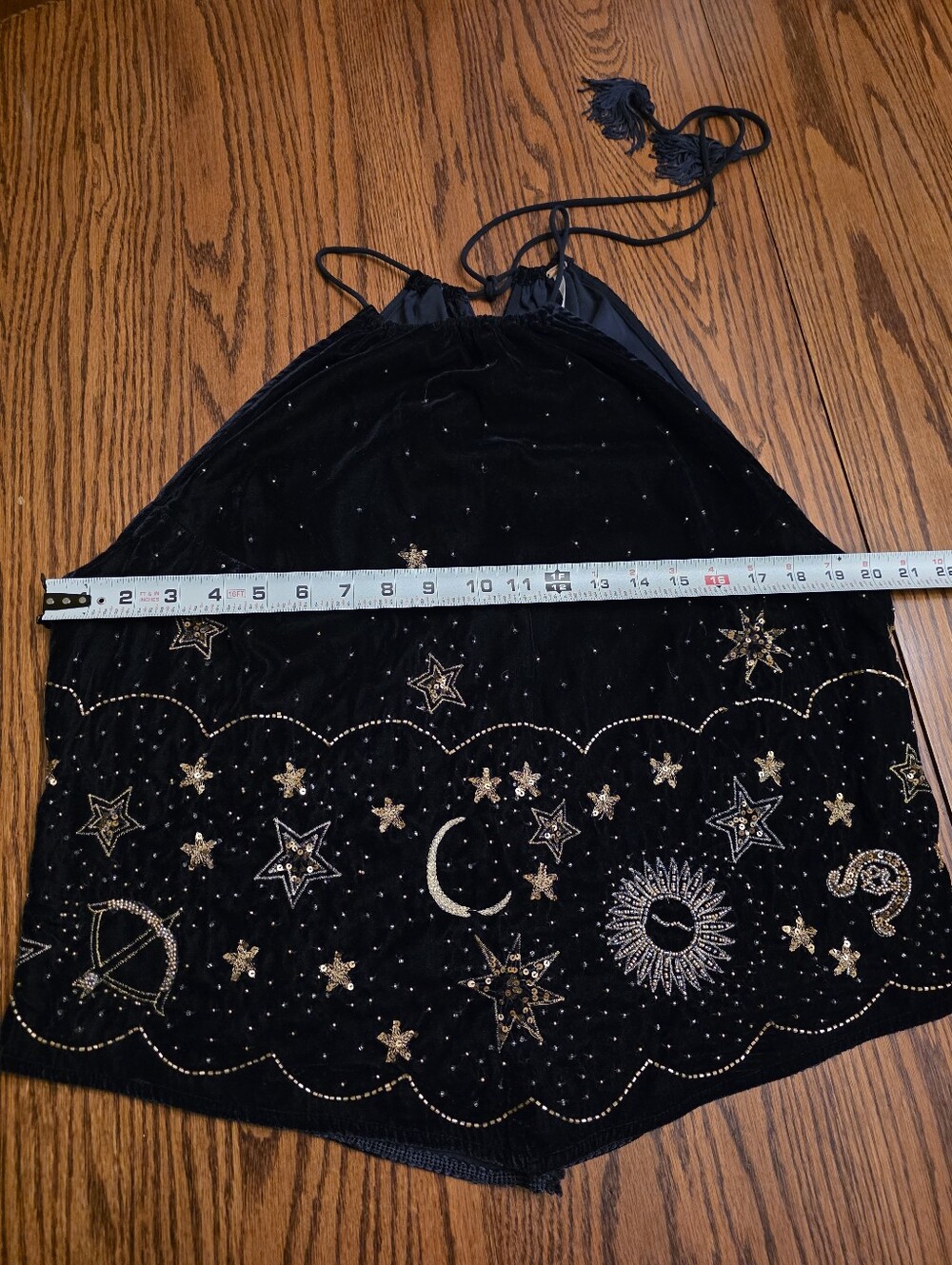 Free People Midnight Magic Beaded Moon Star Velvet Celestial Halter Tank Top L - Picture 10 of 12